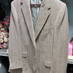 Lands' End Men's Herringbone Sport Coat - Beige